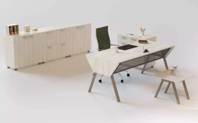 Luksusa biroja komplekts elegantā modernā stilā no augstas kvalitātes koka.