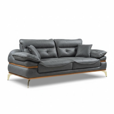 Mūsdienīga pelēka sofa dzīvojamā istabā Ekskluzīva 3-vietīga sofa