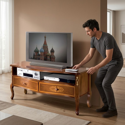 Klasiskais televizora skapis dzīvojamā istaba mēbeles TV stends koka dizains jauns