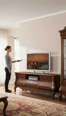 Brūna TV stends rtv Sideboard dzīvojamā istaba Mēbeles Koka statīvs Komoda
