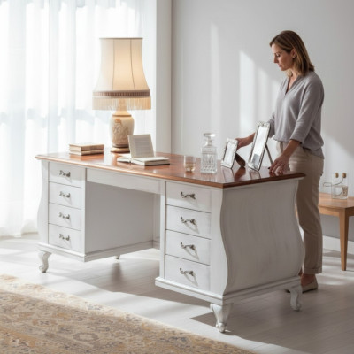 Klasiskais baltais rakstāmgalds Tāfele Biroja mēbeles 180x80 Rakstāmgaldi
