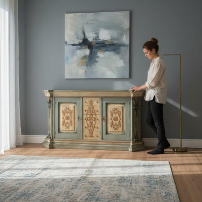Klasiskais masīvkoks Sideboard luksusa komoda skapī augstas kvalitātes mēbelu istaba