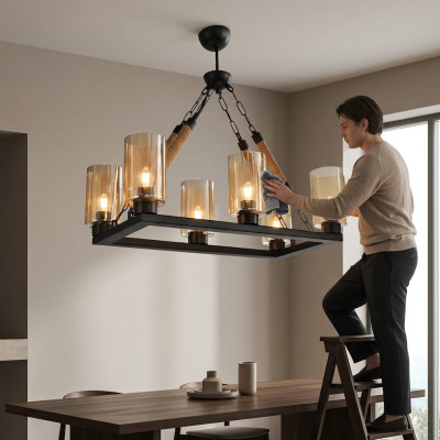 Lampa Kronspuldze Gaisma Stikls Melna