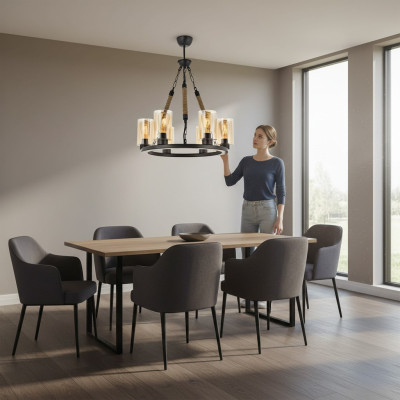 Lampu griestu lampa griestu lustra liustris kronšteins stikls melns jauns