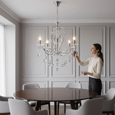 Luksusa griestu lampa Kronšķilteris Griestu lampa Sudrabs Kristāls