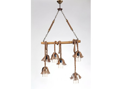 Luksofors griestu lampa kronšteinas lampa bambusa stikls brūns