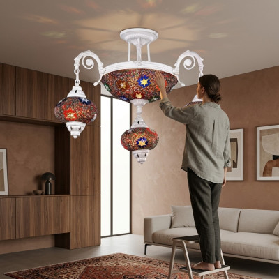 Gaisma augšējā josla Lustras Lustras griesti lampa Lukturi stikls Māksla Balts