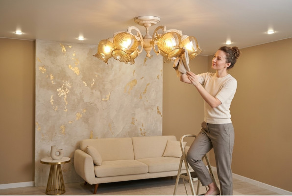 Gaisma gaisma lustrs lustrs lampa stikls beige māksla