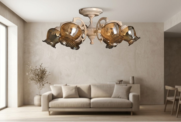 Gaisma gaisma lustrs lustrs lampa stikls beige māksla