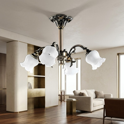 Lustra griestu lustra ziedu krons griestu lampa lampa stikls pelēka