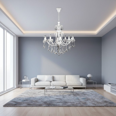 Luksusa griestu lampa Lūsteris Lustrs griestu lampa Kristāls Sudrabs