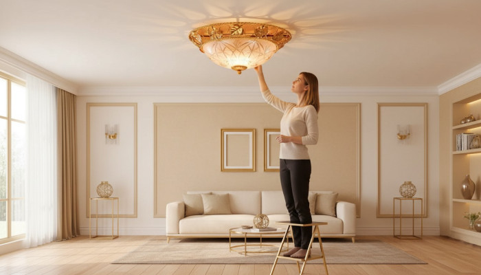 Lusters griesti lampas luksusa griestu lampa zelta stikls spuldzes metāls