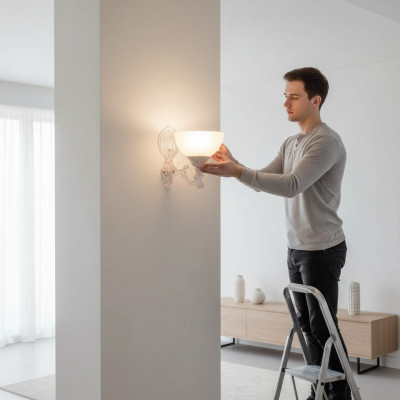 Gaisma sienai Lampa sienai Sienas gaisma Veida lempa sienai Lampas Balta stikla