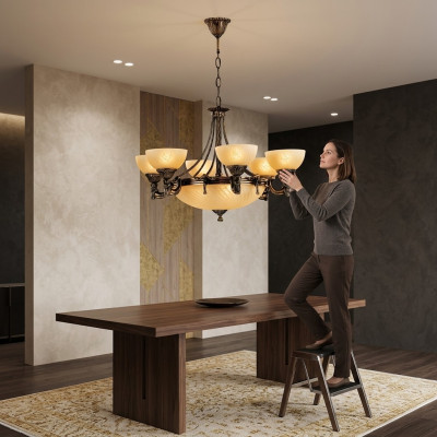 Liusters griestu lampa moderns kroņlukturis griestu lampa bēša stikls lampa
