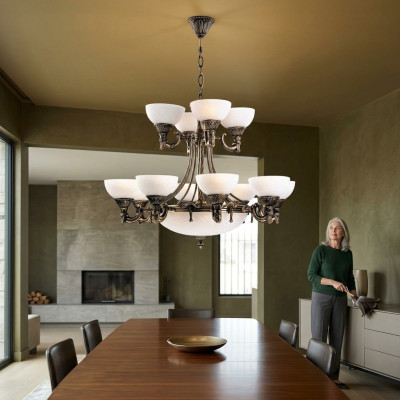 Gaisma griestiem griestu lampa kronšteins lustres stikls baltais antīka stila lampa
