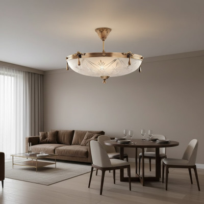 Gaišpunkta lusteris griestu lampa šampana stikls zelts