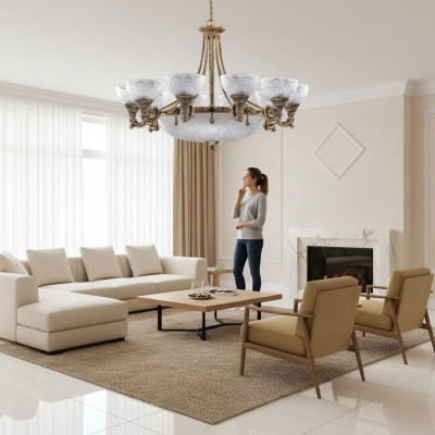 Gajānu lustra griestu lampa griestu lampa stikls zelts pelēks