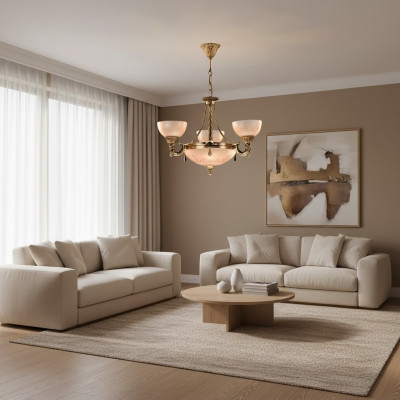 Gaisma griestiem luksofors griestu lampa lustra stikls zelts bēša