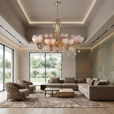 Lustra luksusrustris griestu lampa luksusa griestu lampa lampa stikls zelts
