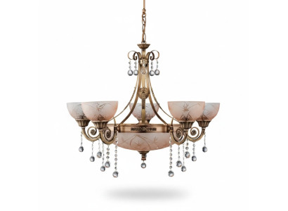 Gaisma griestos, žandarta griestlampes lampa kādreizējais stikls, zelts, brūns
