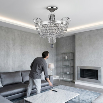 Gaisma griestiem Lüster kristāls griestu lampa kumode sudraba
