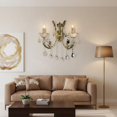 Sienas lampa Sienas lampa Sienas lampas veids Lustra Sienas lampa Zelta kristāls