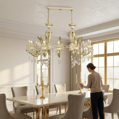 Lampa griestu lustrs luksusa lustrs griestu lampa kroņa lampa bēša kristāls
