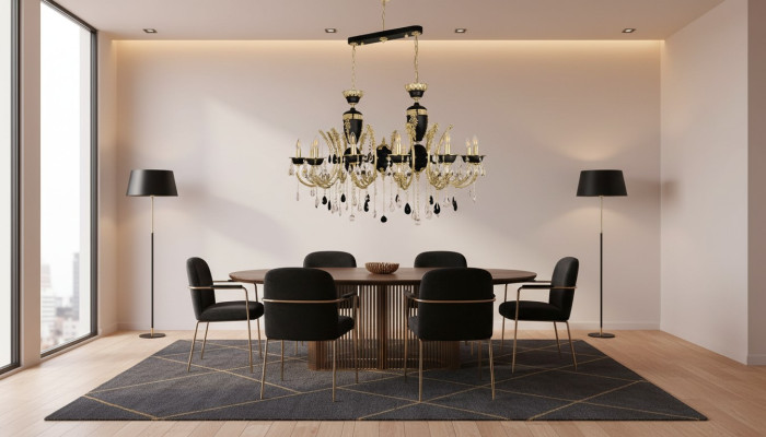 Gaismas lustra luksusa kronšteina griestu lampa kristāla melna lampa
