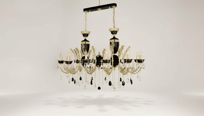 Gaismas lustra luksusa kronšteina griestu lampa kristāla melna lampa