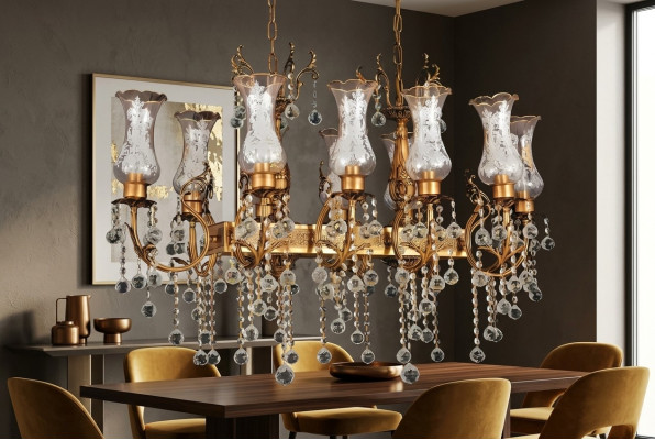 Kronšlejers griestu lampa luksusa griestu lampa krelles zelts kristāls apgaismojums