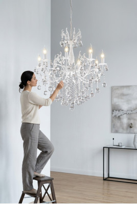 Luksusa griestu lampas balts krons, griestu lampa, krištāls lampa