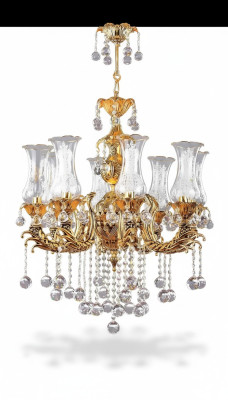 Lustera luksus žalūzijas zelta kroņlukturis griestu lampa kristāla māksla