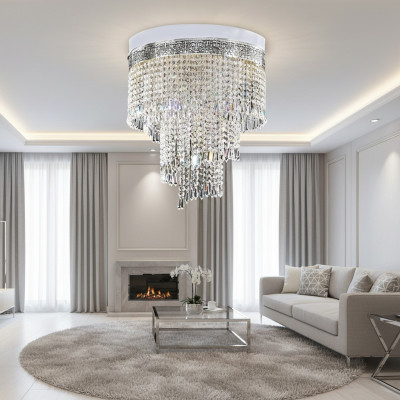 Lustra griestu lampa Sudraba skaitslampis Gaisma kristālu 40x70 lampa