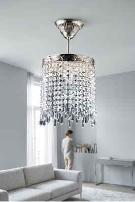 Luksusa gaismaistabu lustra sudraba griestu lampa kristāla lampu