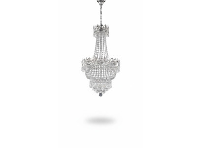 Grieķiaus, griestu lampa, sudraba lakta lampa, lustra kristāla gaisma.