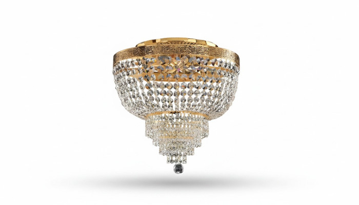 Kronžurnāls Griestu lampa Luksusa zelta griestu lampa Lustra Kristāla māksla.