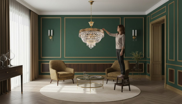 Lustra griestu lampa luksusam zelta lampa kronšteins kristāls māksla