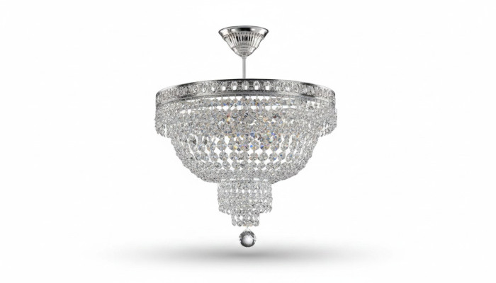 Luksusa sudraba kronšteins kristāla griestu lampa