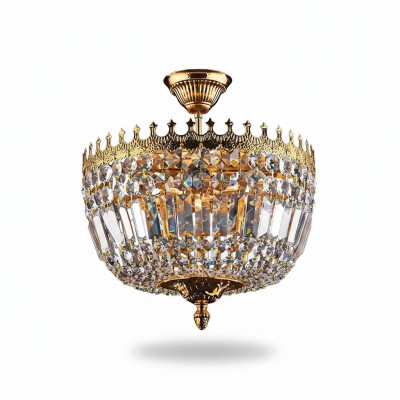 Plīslamp Luxurious Gold Ceiling Lamp Chandelier Crystal Art