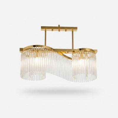 Griestu lampa Lukso Kulta griestu lampa Lielgabarīta stikla krons Moderns