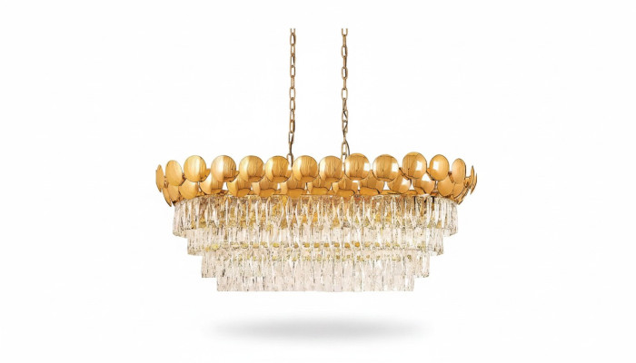 Luksusa griestu lampa zelta kroņlukturi kristālu XXL mākslas formātā.