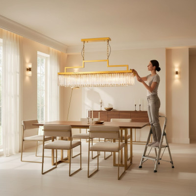 Luksusa kroņluktur griestu lukturis zelta griestu lampa šķiedra kristāla lampa