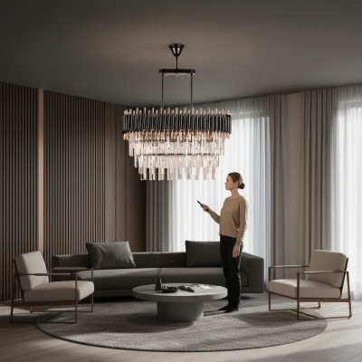 Kronlustra griestu lampa luksusa pelēkā krāsā kristālsustāvs.