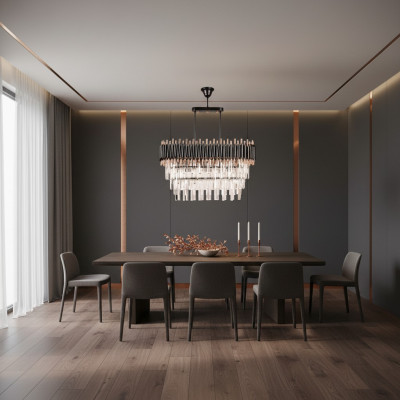 Kronlustra griestu lampa luksusa pelēkā krāsā kristālsustāvs.