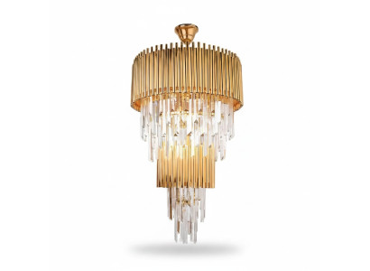 Luksusa kristāla griestu lampa zelta kronšteins xXL.