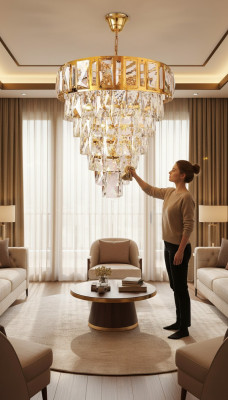 Gaismeklis griestiem Liustra Luksus zelts Griestu lampa Gaisma Kristāla lampa