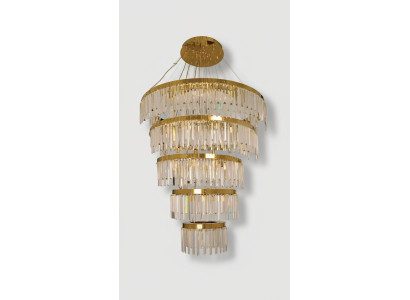 Gredzenveida griestu lustra luksusa zelta griestu lampa krištāls lampa