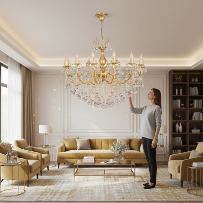 Gaismas ķermenis Regal Lux Zelts griestu lampa Krāsns Kristāla lampas