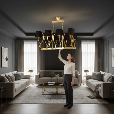 Grozītājs griestu lampa xxl gaismas avots zelts griestu lampa luksuss metāls