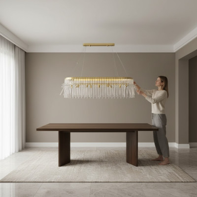 Galdiņa lampa griestu lampa kandelābers griestu lampa luksuss zelts lustra stikls